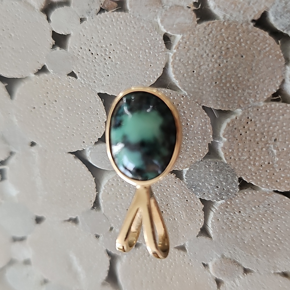 14K Gold Royston Turquiose Signed Pendant - Picture 2 of 10